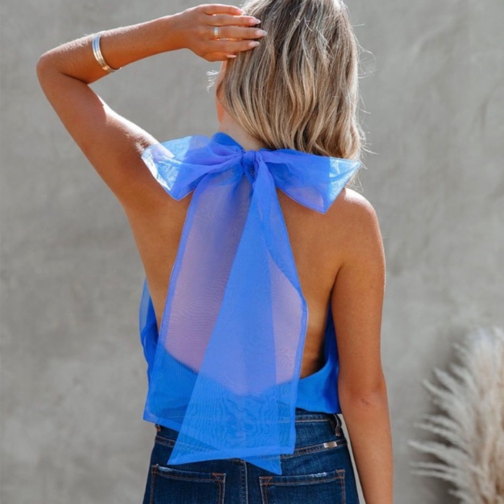 Wondrous Backless Halter Bodysuit - Royal Blue